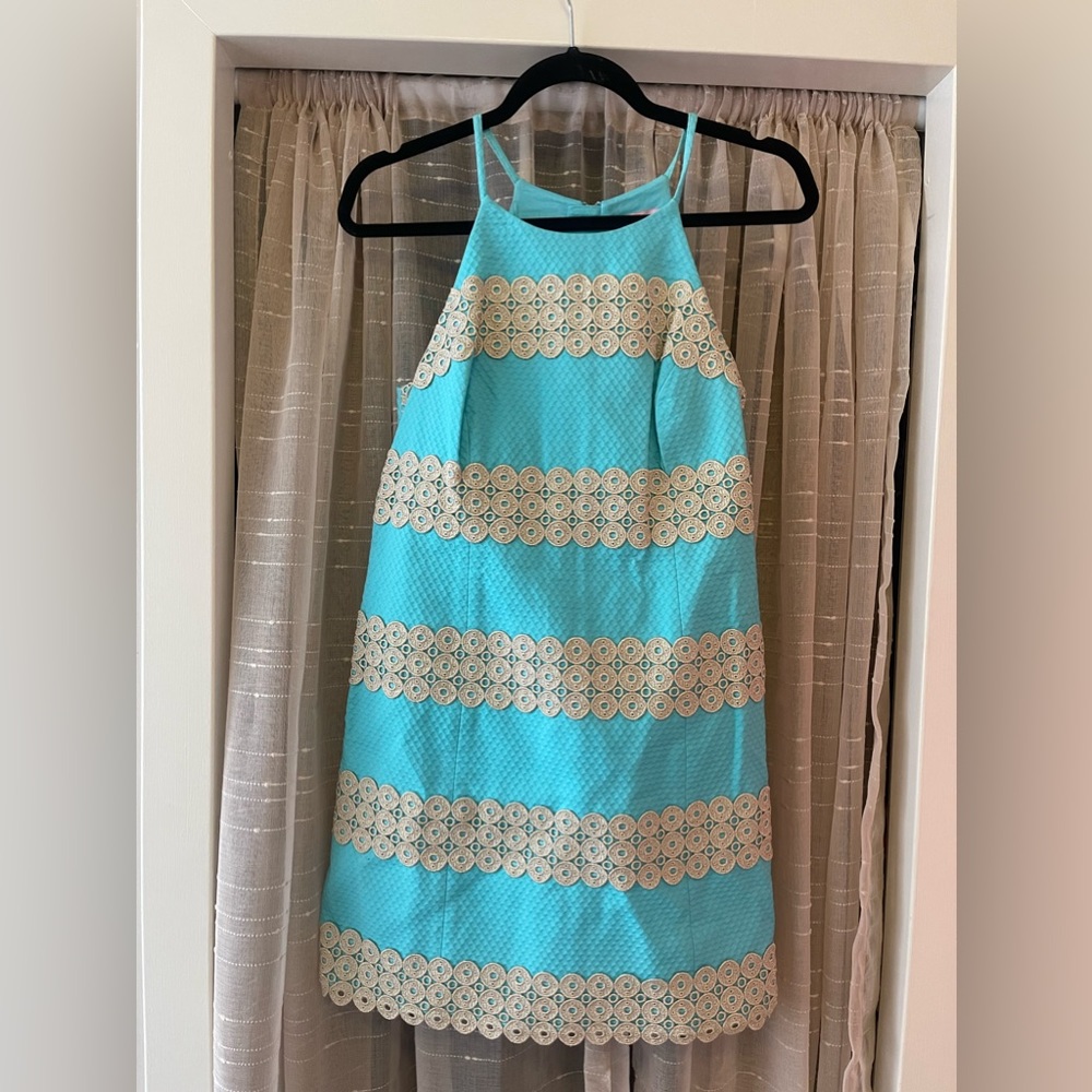 Lilly Pulitzer Annabelle Shift Dress Turquoise - Size: 4